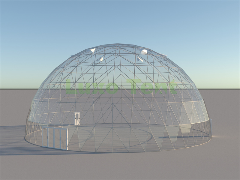 20m dako nga transparent geodesic event dome tent alang sa trade show
