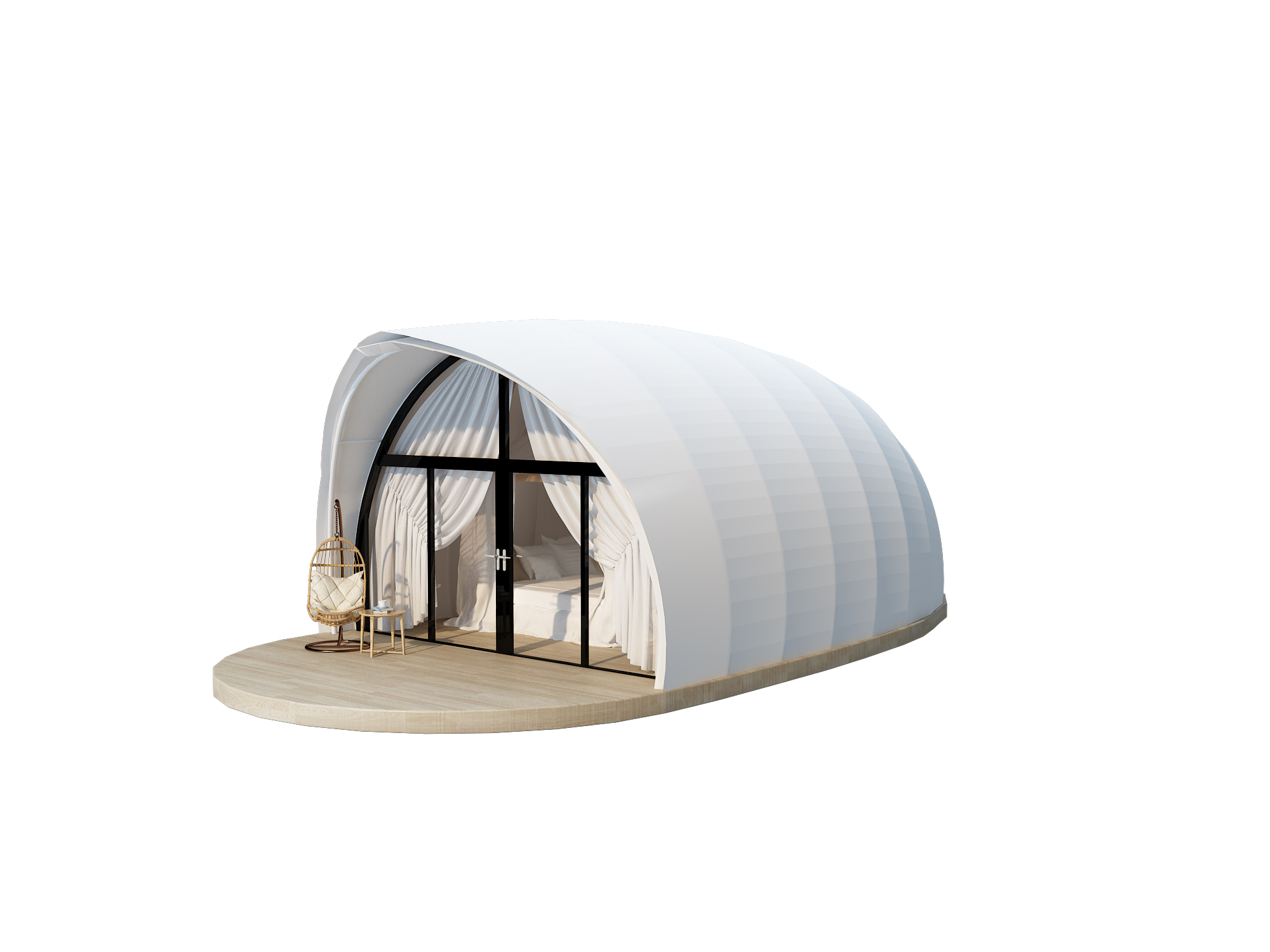 glamping maison de tente d'hôtel en forme de coquillage