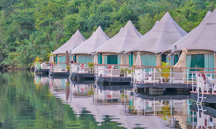 tenda poligonale in tela da parete safari lodge hotel resort