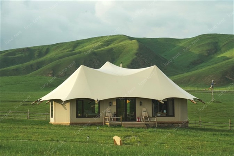 Maison semi-permanente de tente d'hôtel de préfabrication de mur de toile de toit de 3 pvdf