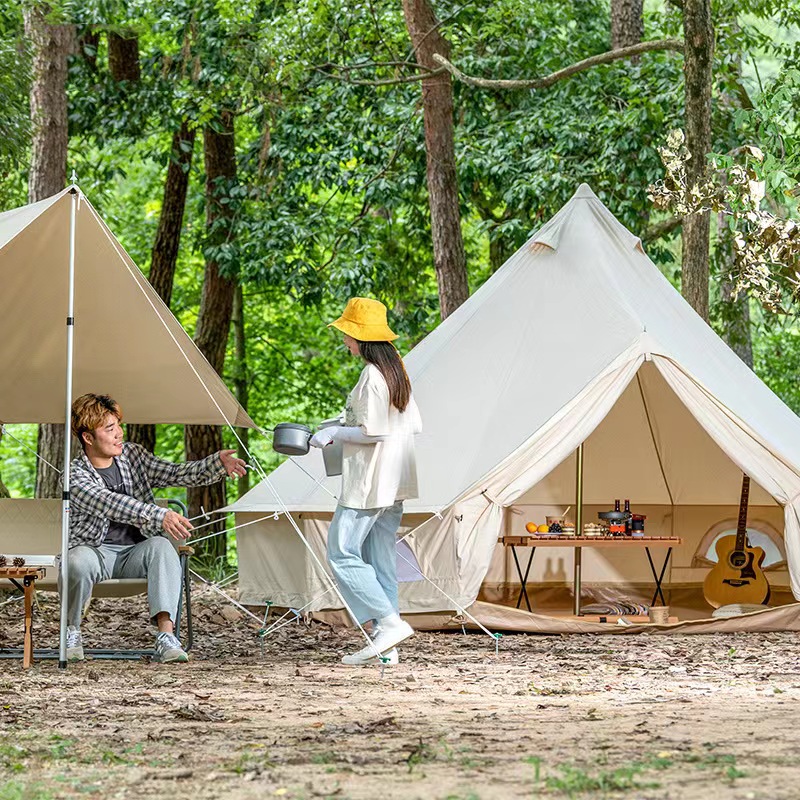 Outdoor-Camping, 5 m, weißes Jurten-Glockenzelt aus Oxford-Leinwand