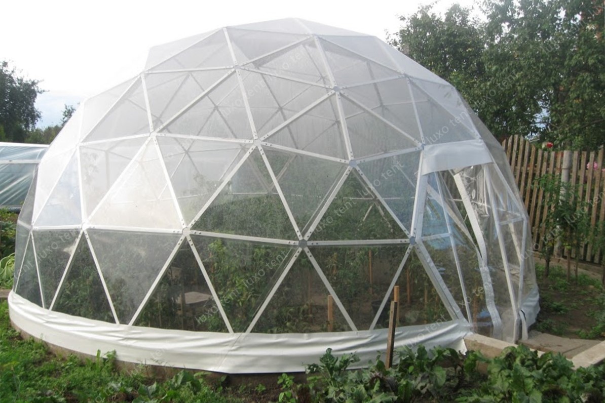 Tente géosique de dom de cadre en acier de couverture transparente de PVC pour la serre chaude