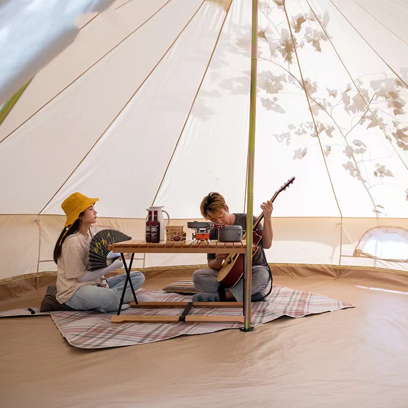 خيمة يورت ناقوسية الشكل للتخييم في الهواء الطلق بطول 5 أمتار من قماش أكسفورد الأبيض