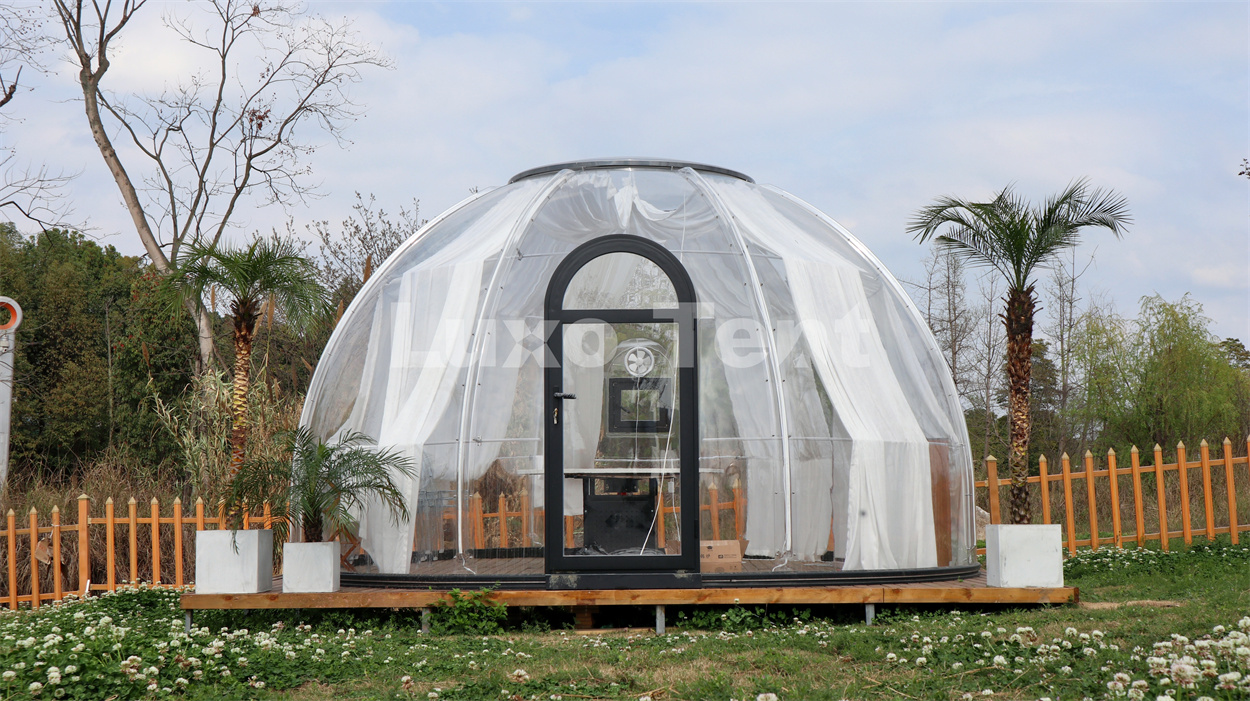 Lều mái vòm trắc địa trong suốt 6m cho nhà hàng sân vườn2