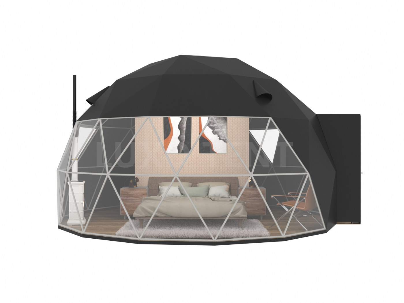 黒のカスタム PVC カバー半透明測地線ドーム テント ハウス