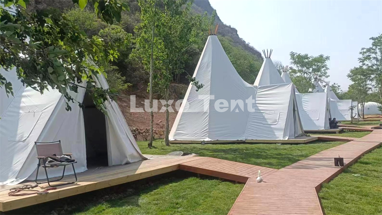 Luksus Vandtæt udendørs Glamping PVC Tipi Camping Party Telt Camp for voksne