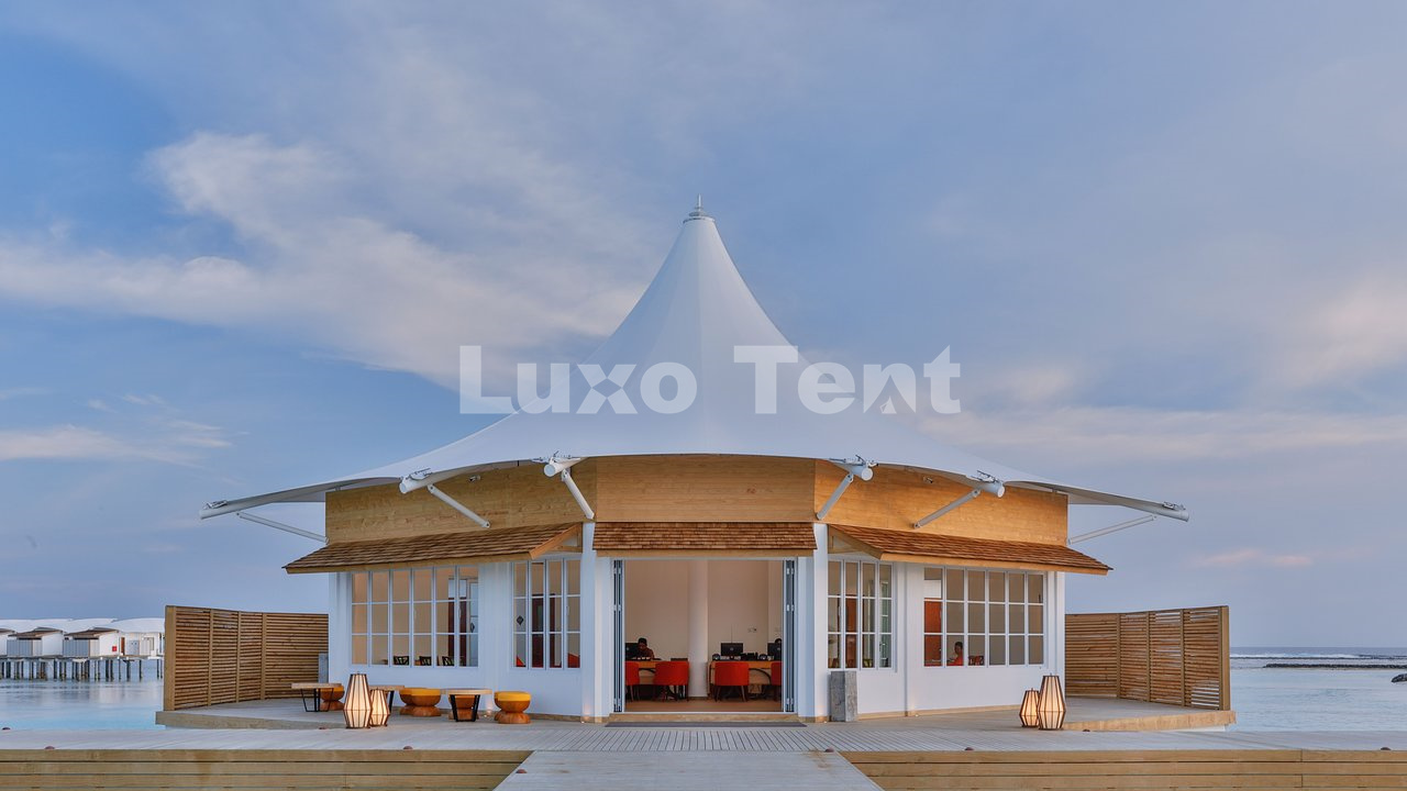 Maldivas Tenda de Estrutura de Membrana Personalizada Hotel6