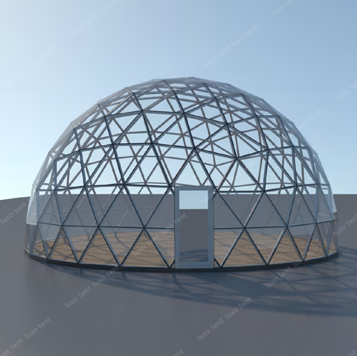 fornitore di tende a cupola geodetica di fascia alta in vetro temperato cavo semipermanente tutto trasparente