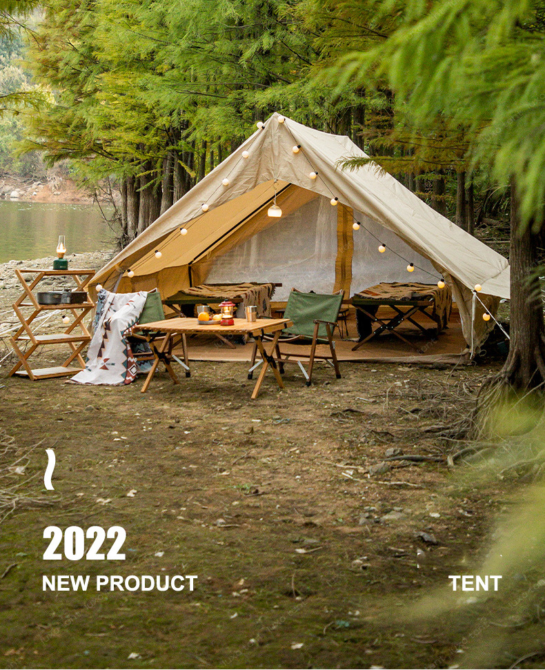 barraca de acampamento luxuosa de lona impermeável ao ar livre