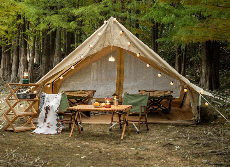 Tenda de camping de luxo para exteriores de lona impermeable