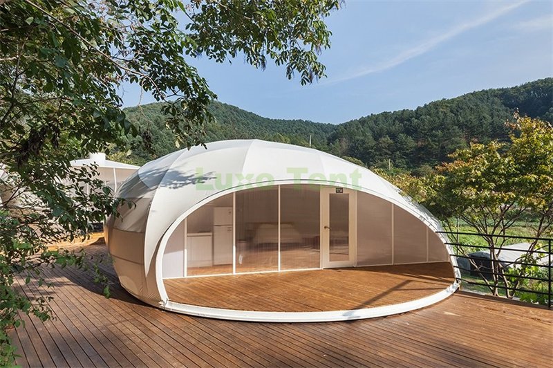 LUXO yeni tasarım beyaz PVDF çiy şeklindeki glamping otel çadırı