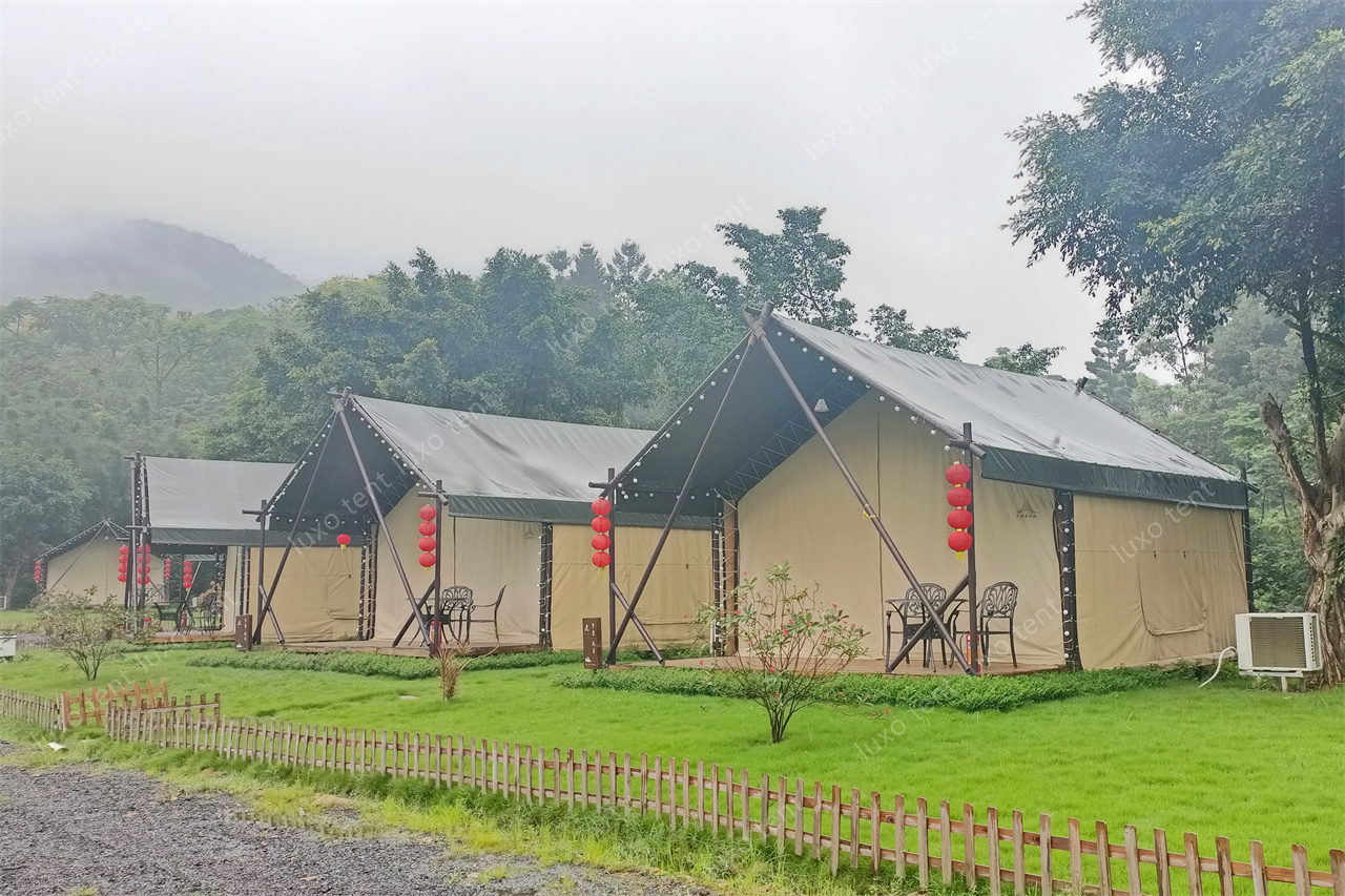 casas de tendas safari de pvc e lona impermeables