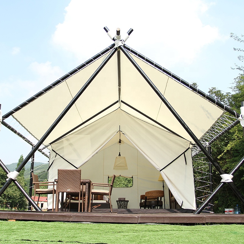 luxury glamping 4 season white oxford waterproof canvas safari tents para sa campsite