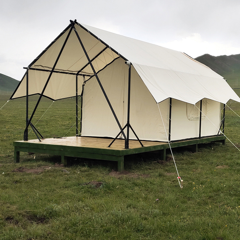 Khoom kim heev glamping waterproof dawb 900D oxford camping safari tsev so tents