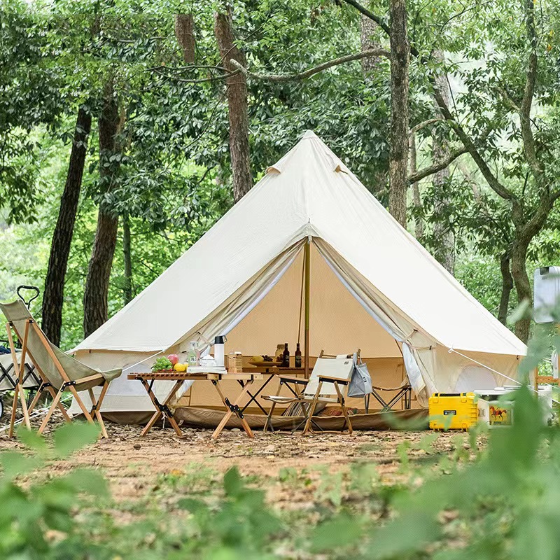 Tenda yurta da campeggio all'aperto da 5 m in tela bianca oxford