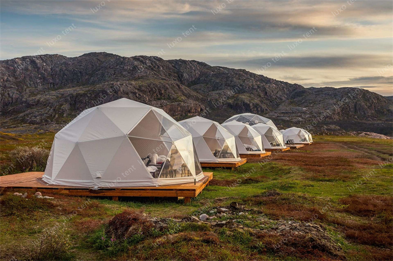 white pvc customer geosesic dome tent hotel resort